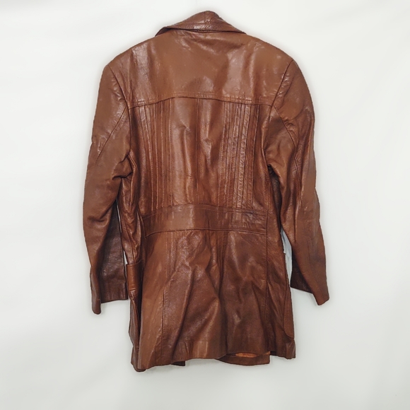 Vintage 1970s Chestnut Brown Leather Jacket - Picture 7 of 9